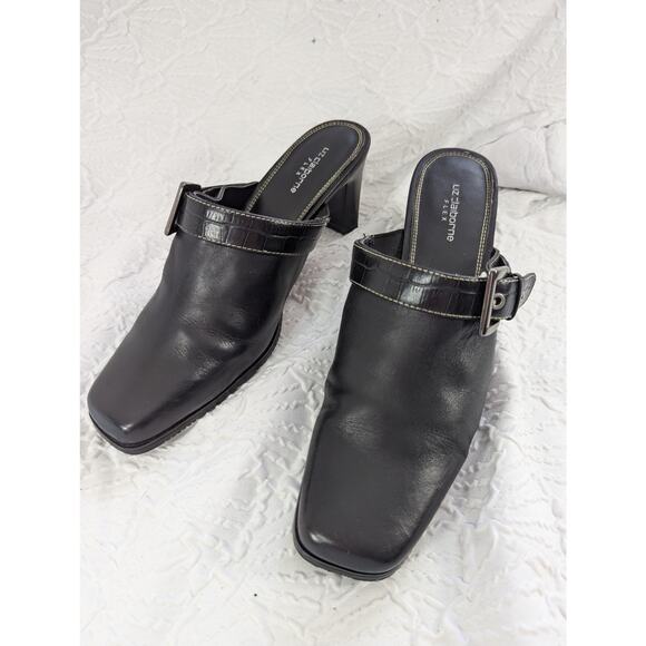 NWOT! LIZ CLAIBORNE! "FLEX" BLACK GENUINE SUEDE LEATHER SQUARE TOE MULES! SZ 10M - Picture 3 of 10